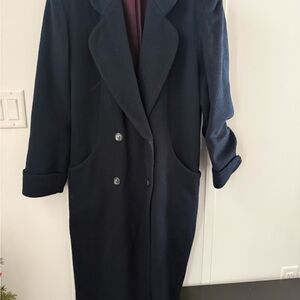 Adolfo Navy Blue Wool Trench Coat